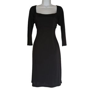 BCBGMAXAZRIA Black Slinky Jersey Knit 3/4 Sleeve Square Neckline Dress Medium